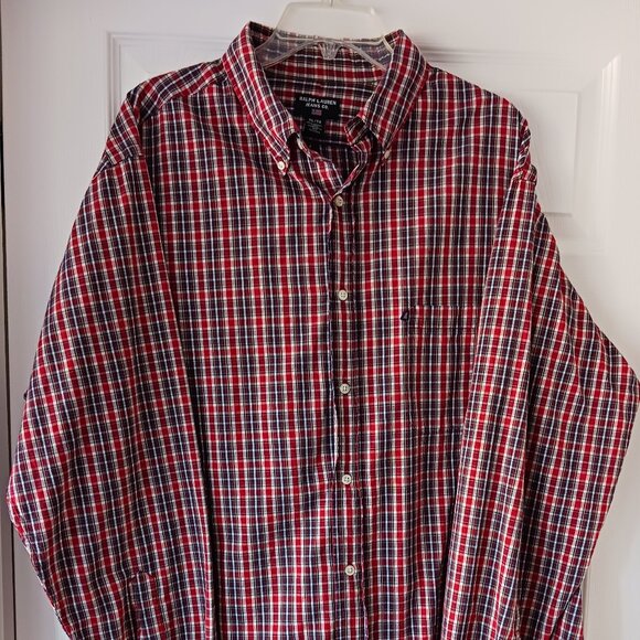 Ralph Lauren Jeans Co. Men's Long Sleeve Shirt Plaid XL Red White Blue Western - Picture 2 of 8